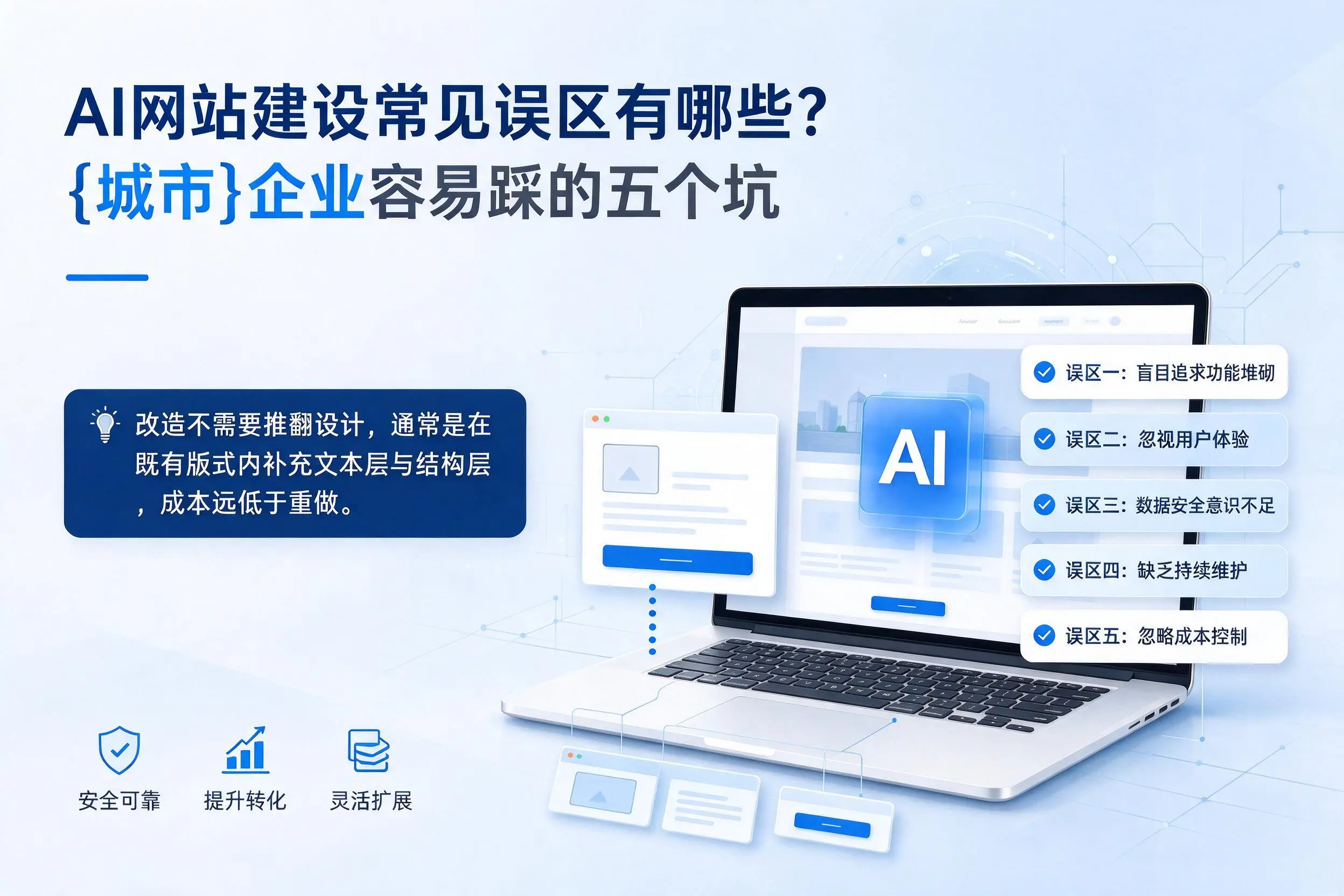 AI网站建设常见误区有哪些？嘉兴企业容易踩的五个坑