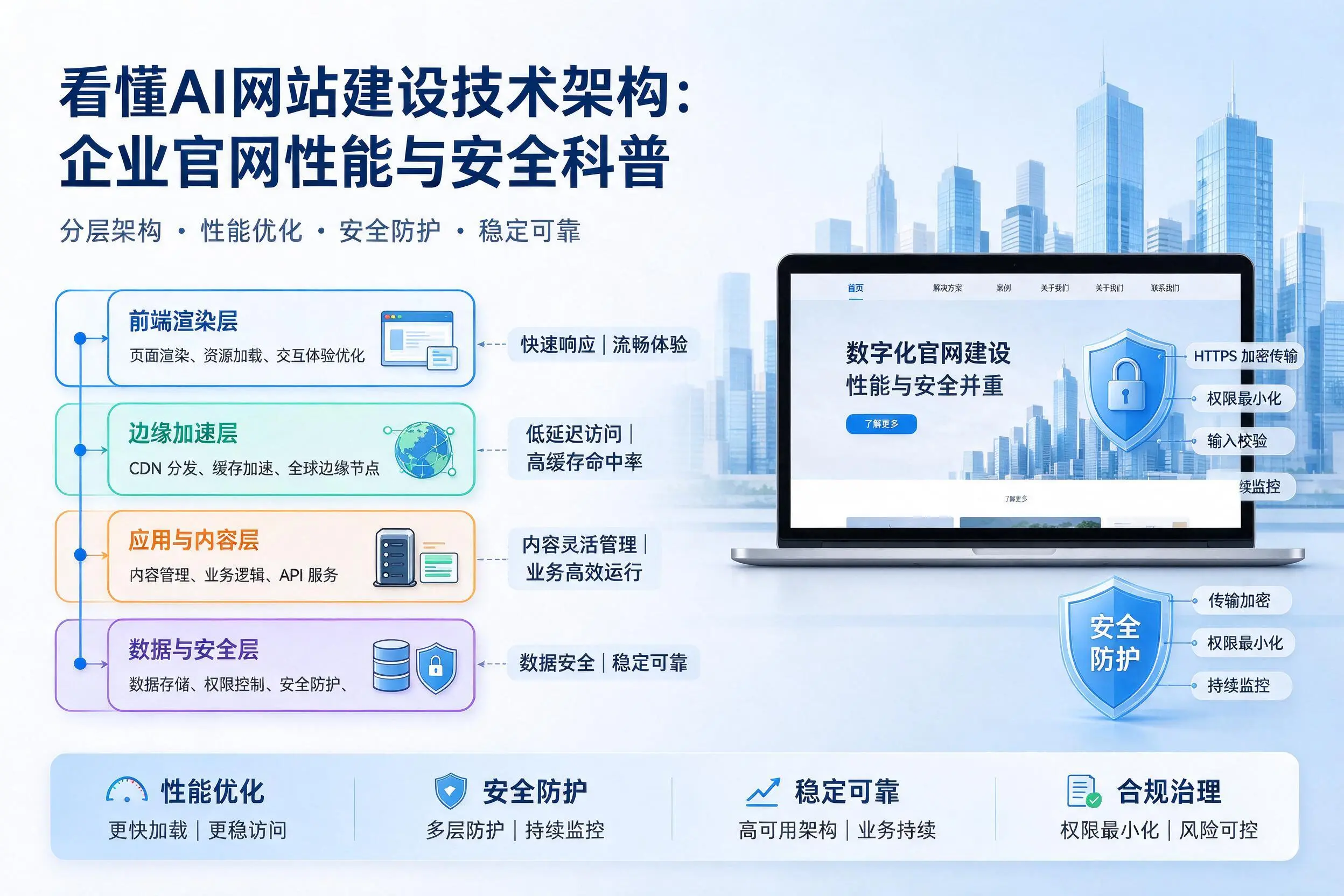 看懂AI网站建设技术架构:嘉兴企业官网性能与安全科普